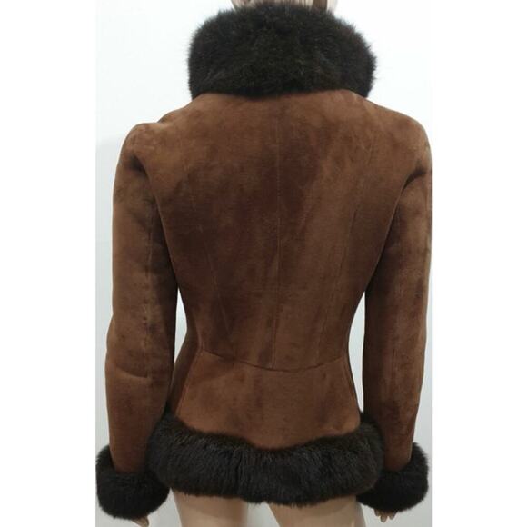 Ralph Lauren Black Label Collection Brown Sheepskin Fur Trim Shearling Jacket 6 - Picture 3 of 4
